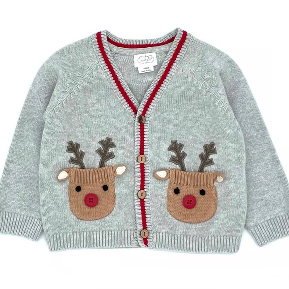 3-6M Mud Pie Christmas Reindeer Cardigan - Picture 6 of 6